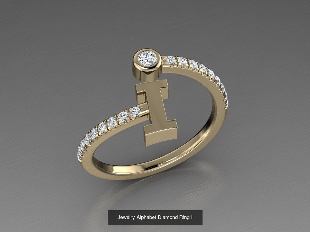 ALPHABET JEWELRY RINGS 3D Model Collection_11