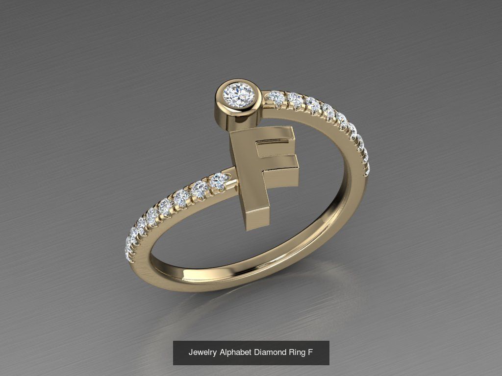 ALPHABET JEWELRY RINGS 3D Model Collection_8