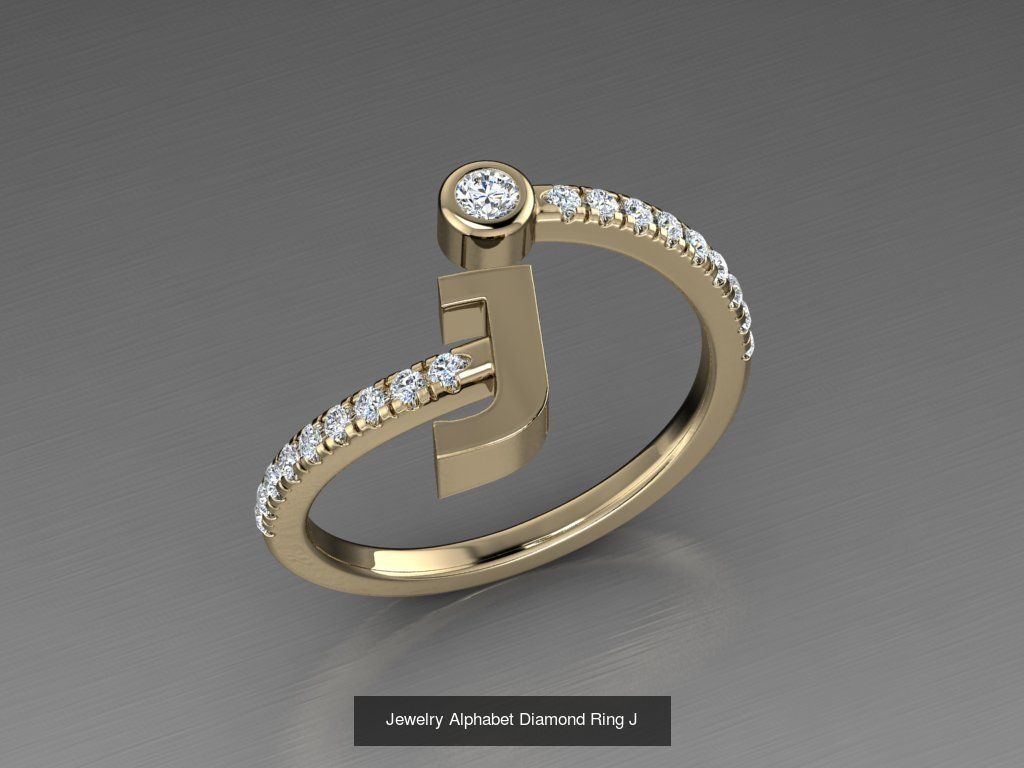 ALPHABET JEWELRY RINGS 3D Model Collection_12