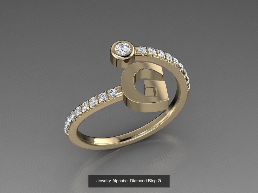 ALPHABET JEWELRY RINGS 3D Model Collection_9