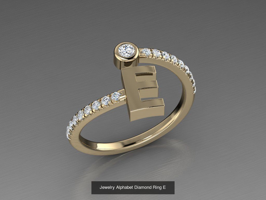 ALPHABET JEWELRY RINGS 3D Model Collection_7