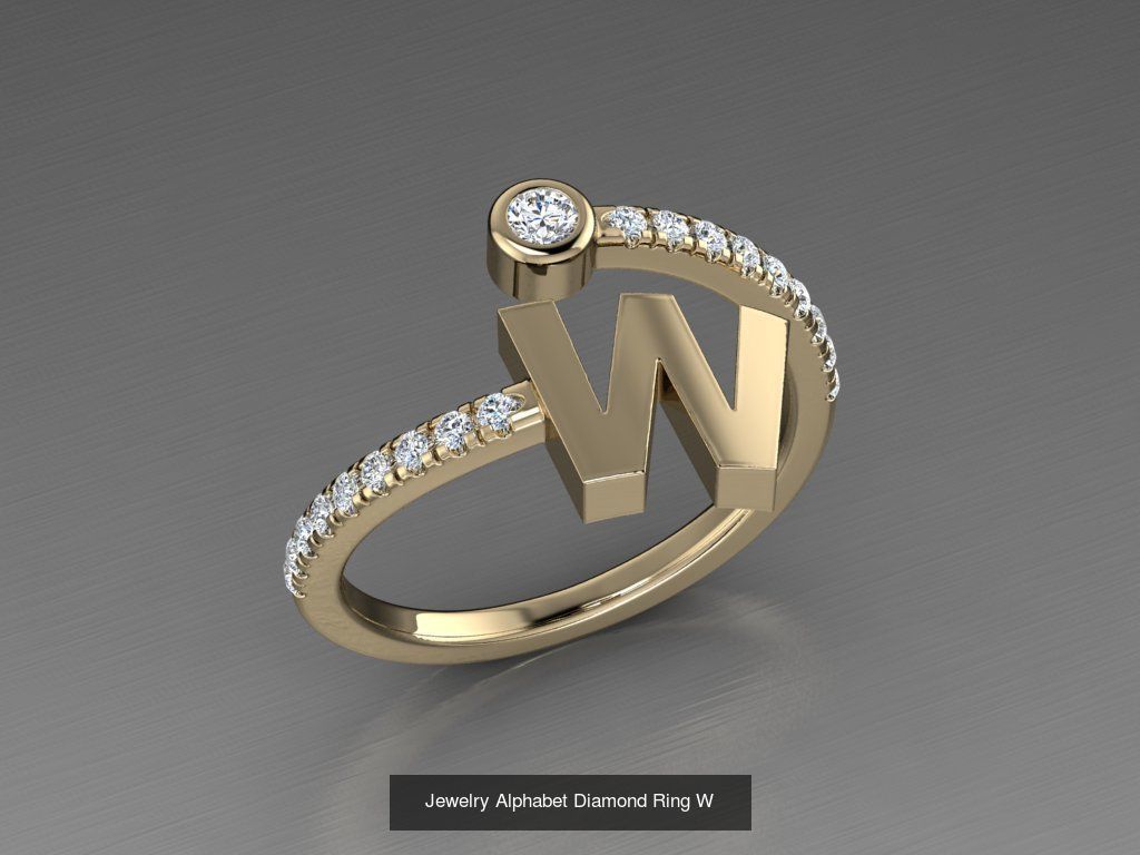 ALPHABET JEWELRY RINGS 3D Model Collection_25