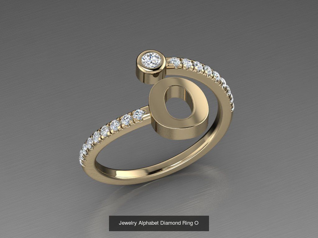 ALPHABET JEWELRY RINGS 3D Model Collection_17