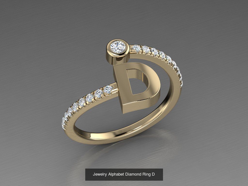 ALPHABET JEWELRY RINGS 3D Model Collection_6