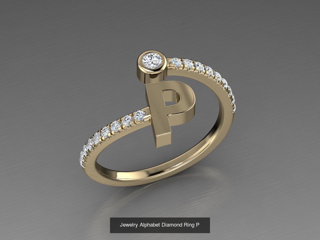ALPHABET JEWELRY RINGS 3D Model Collection_18