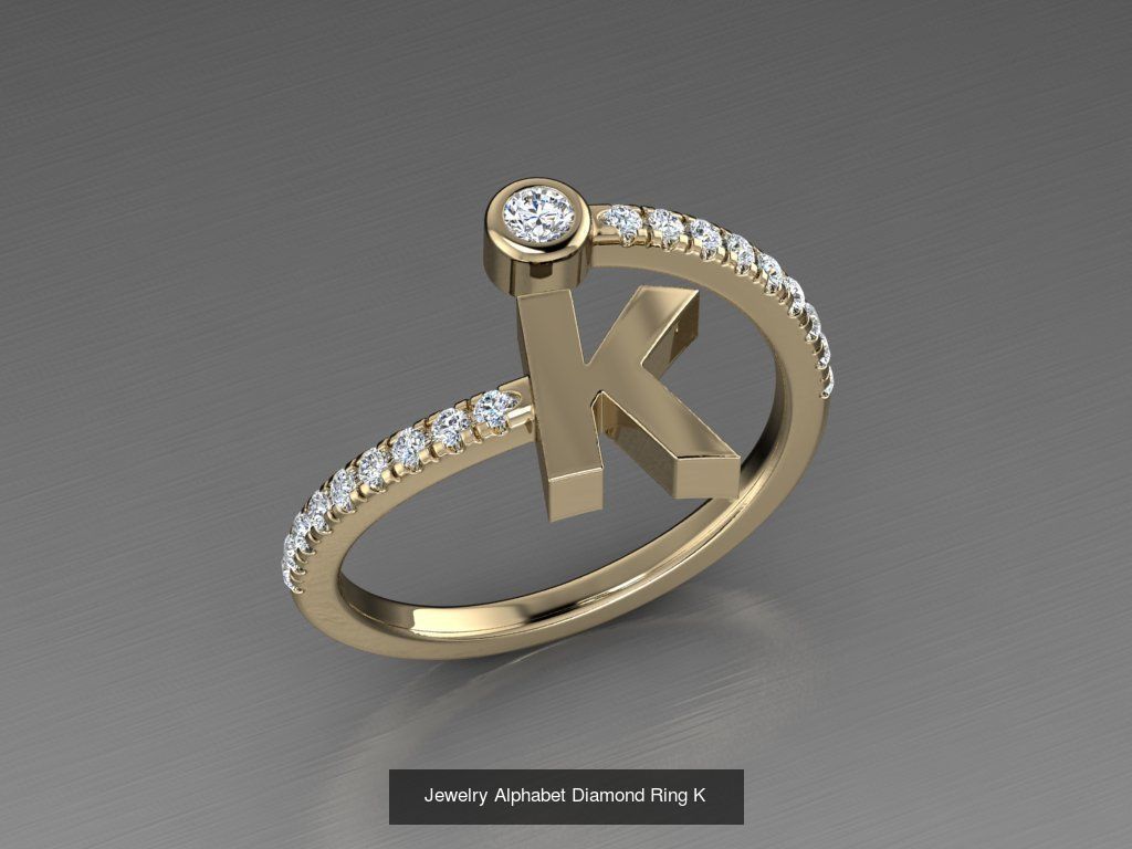 ALPHABET JEWELRY RINGS 3D Model Collection_13