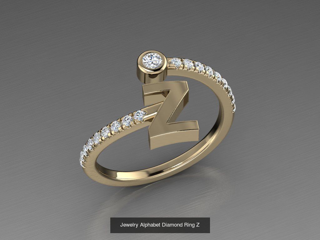 ALPHABET JEWELRY RINGS 3D Model Collection_28