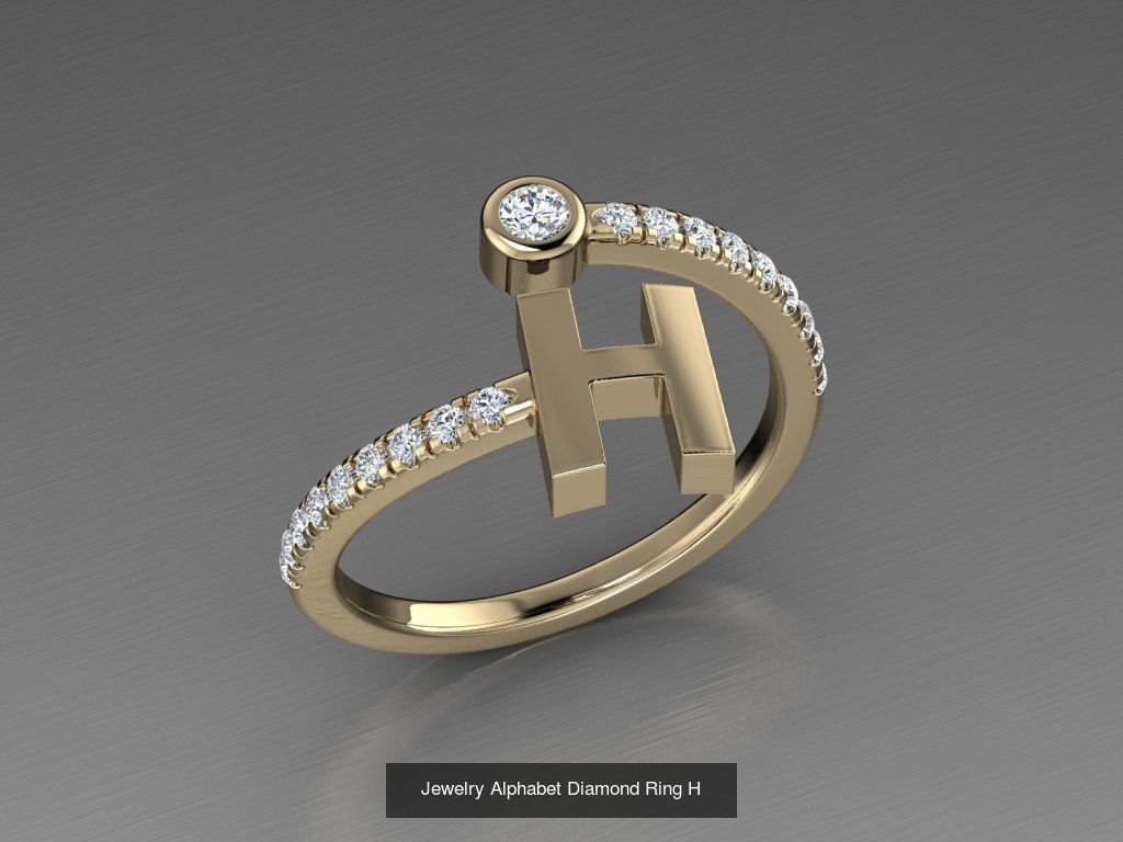 ALPHABET JEWELRY RINGS 3D Model Collection_10