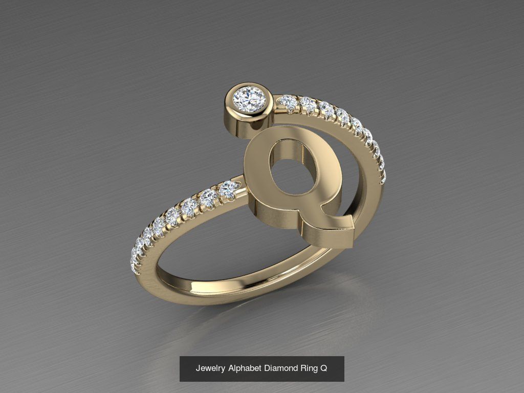 ALPHABET JEWELRY RINGS 3D Model Collection_19