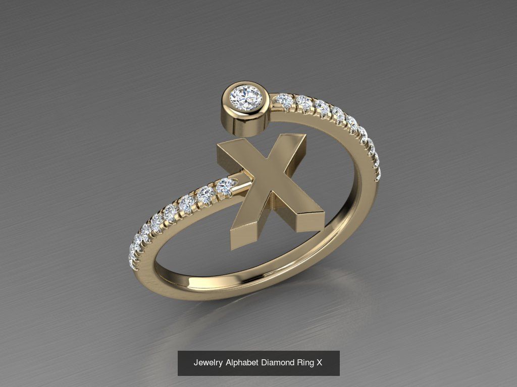 ALPHABET JEWELRY RINGS 3D Model Collection_26