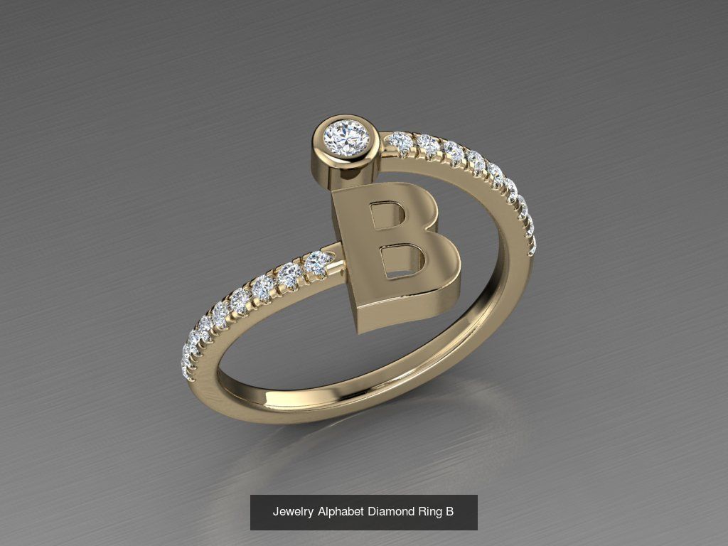 ALPHABET JEWELRY RINGS 3D Model Collection_4