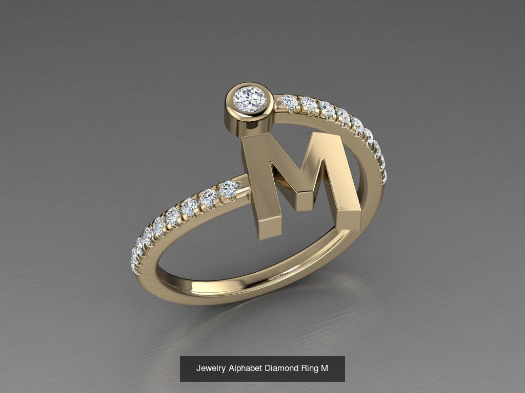 ALPHABET JEWELRY RINGS 3D Model Collection_15