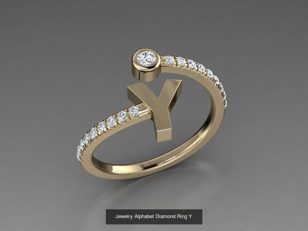 ALPHABET JEWELRY RINGS 3D Model Collection_27