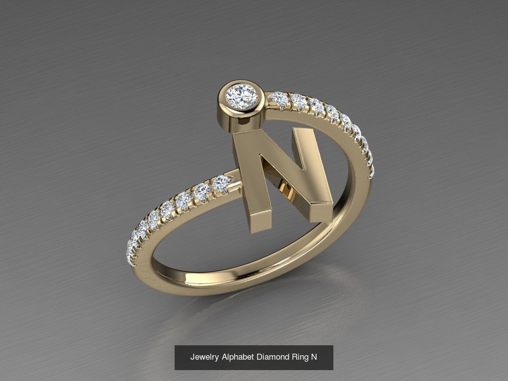 ALPHABET JEWELRY RINGS 3D Model Collection_16