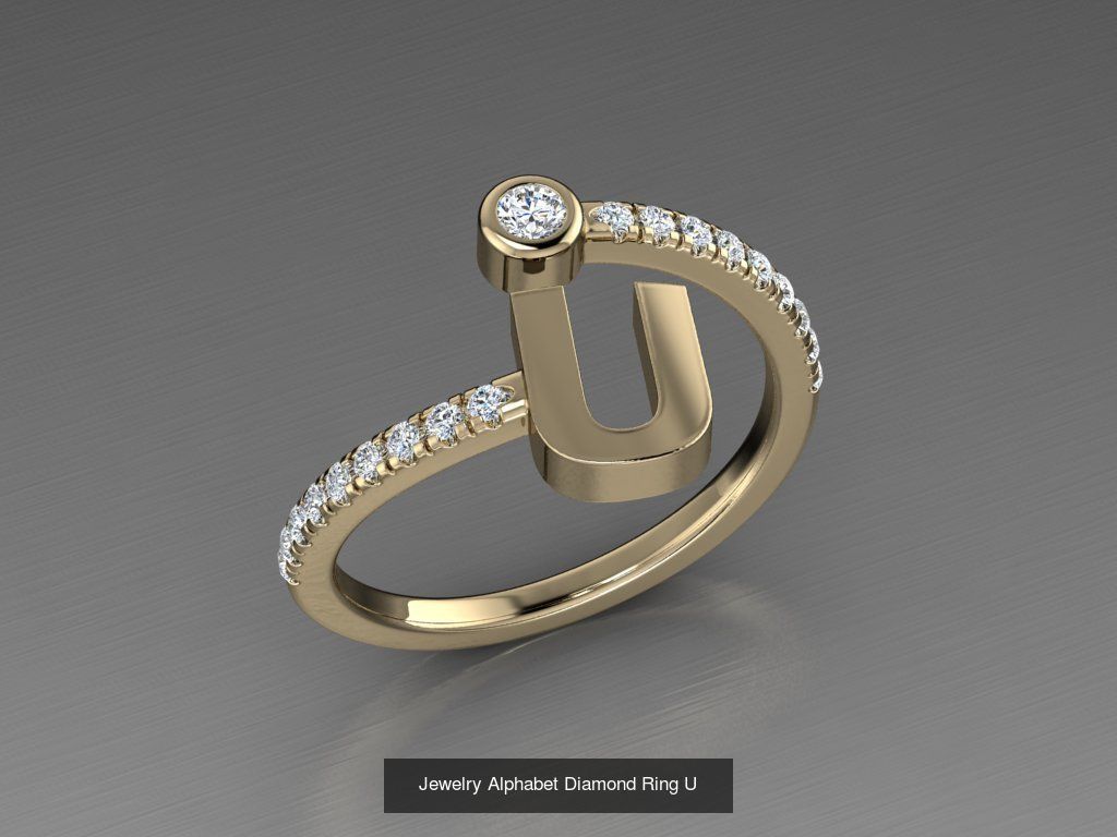 ALPHABET JEWELRY RINGS 3D Model Collection_23