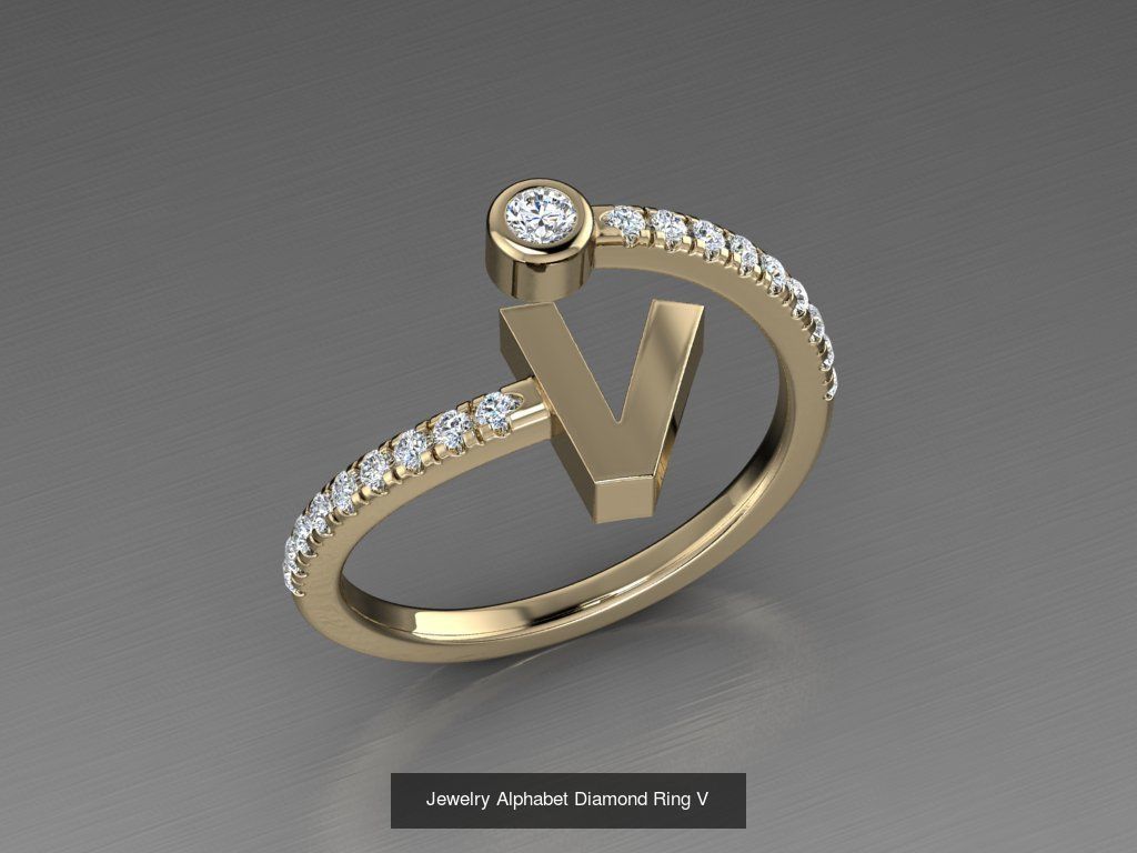 ALPHABET JEWELRY RINGS 3D Model Collection_24