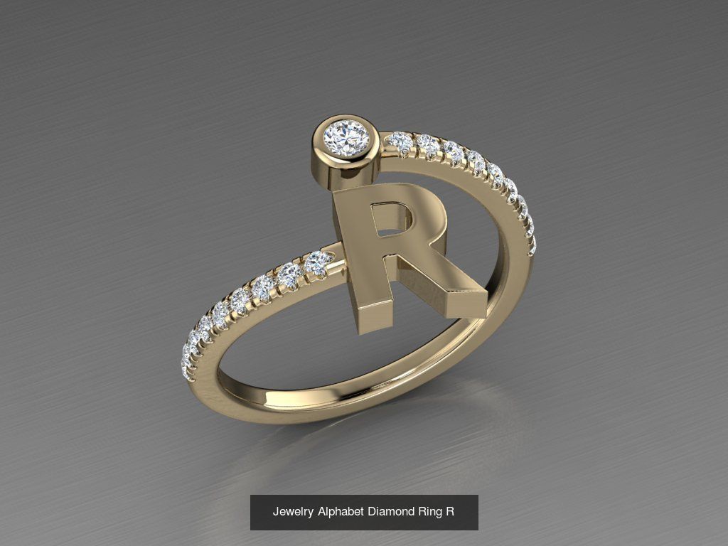 ALPHABET JEWELRY RINGS 3D Model Collection_20