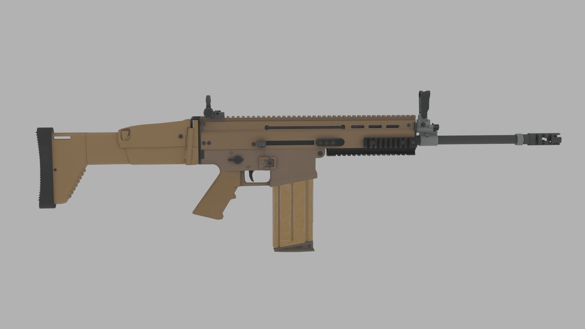 Scar L Game Ready PBR Low-poly rifle 3D model_3