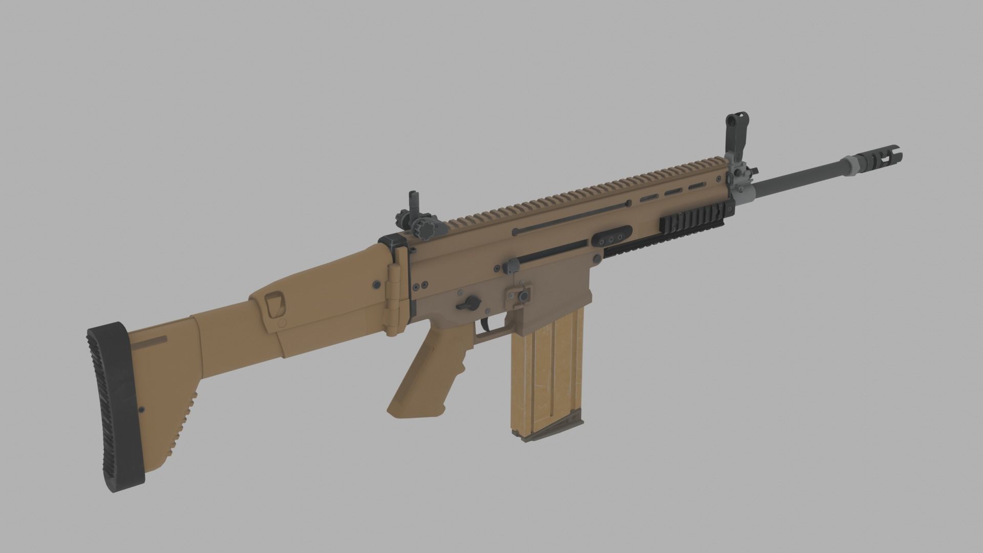 Scar L Game Ready PBR Low-poly rifle 3D model_1