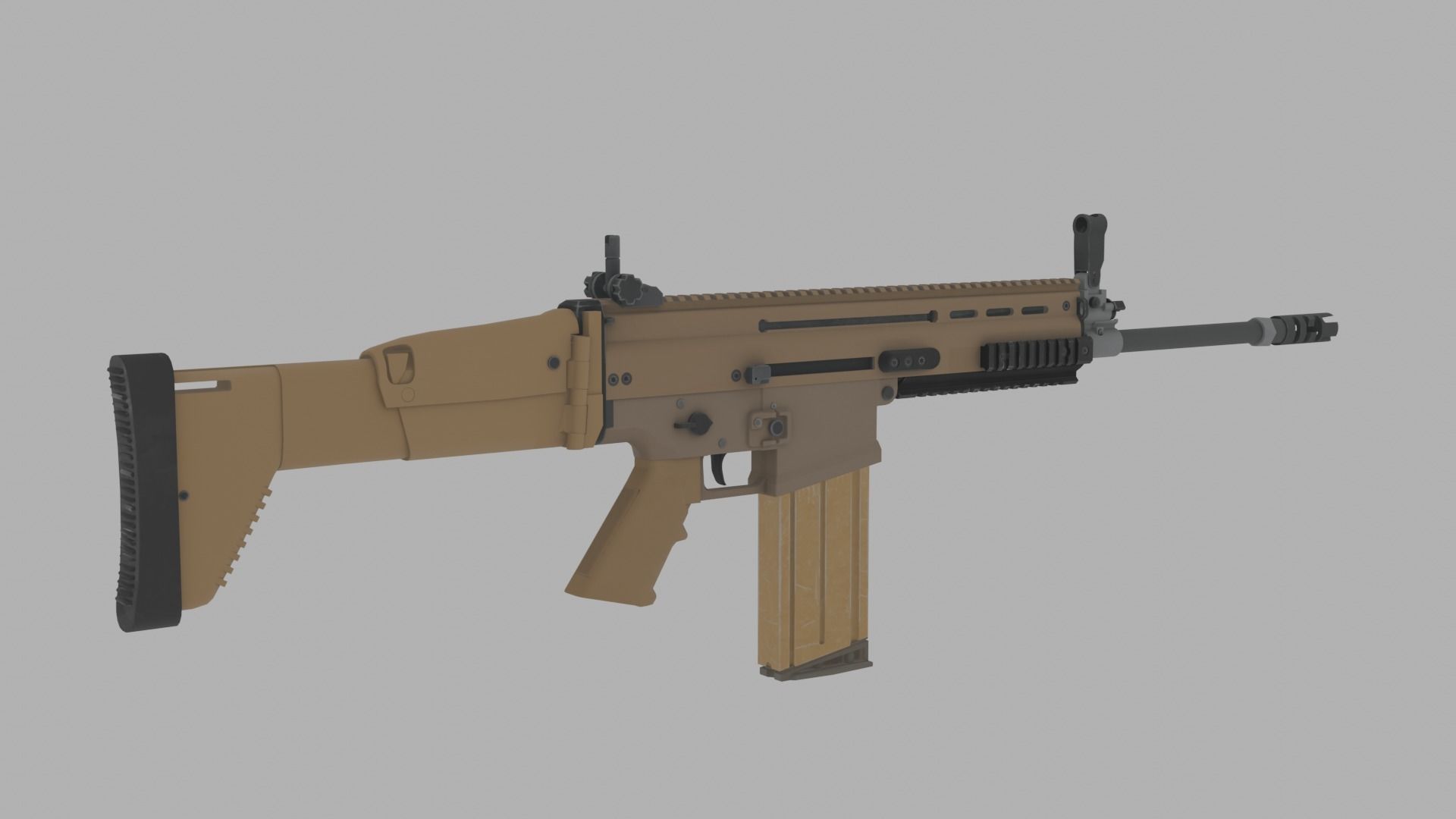 Scar L Game Ready PBR Low-poly rifle 3D model_4