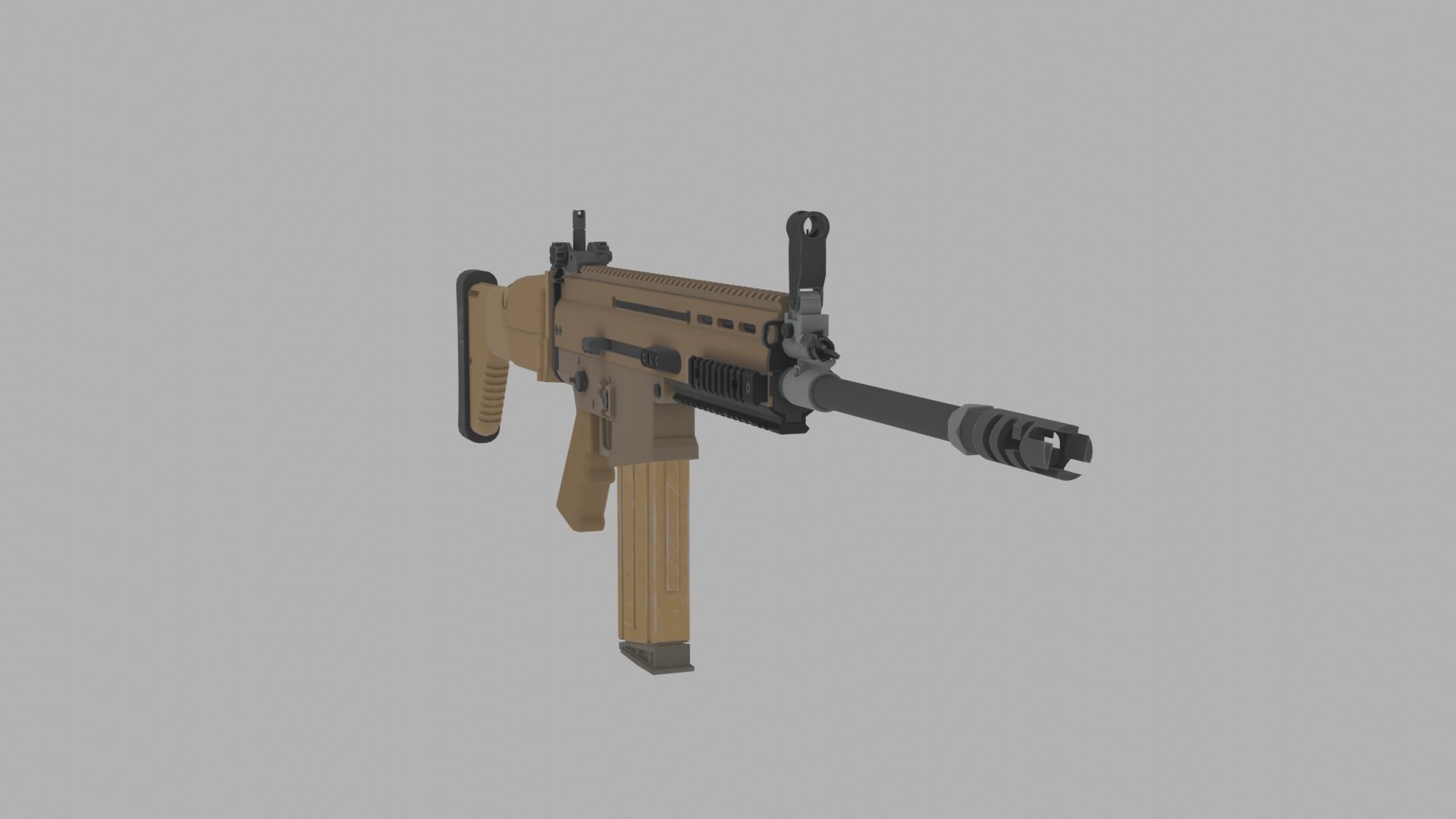Scar L Game Ready PBR Low-poly rifle 3D model_2