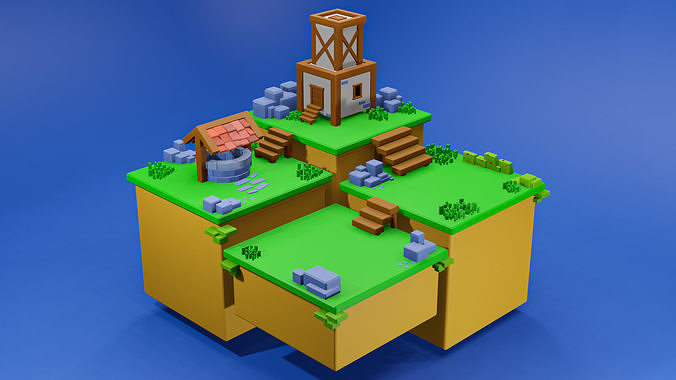cubic world Low-poly 3D model