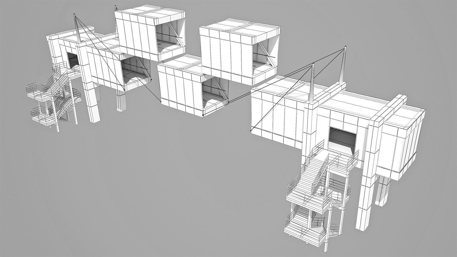 Street Pedestrian Bridge 3D model_18
