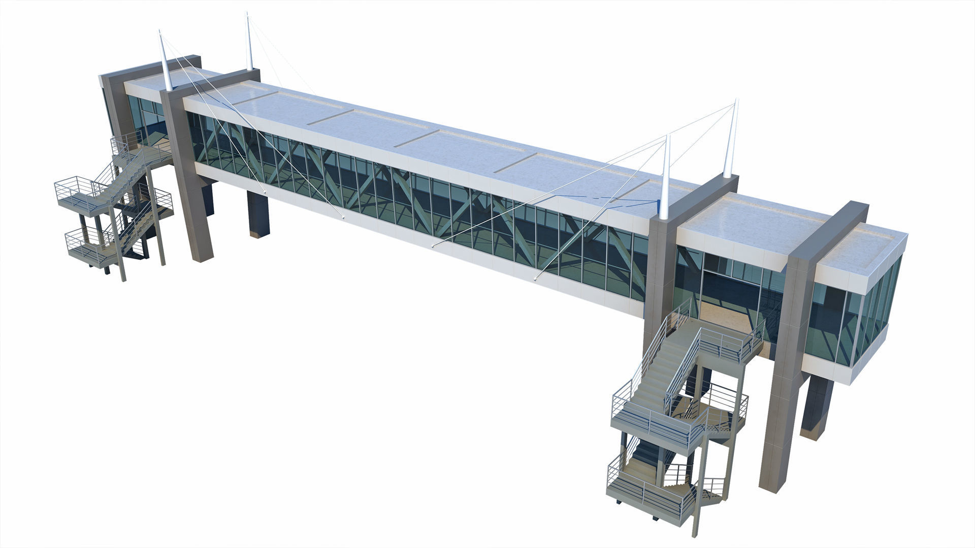 Street Pedestrian Bridge 3D model_16