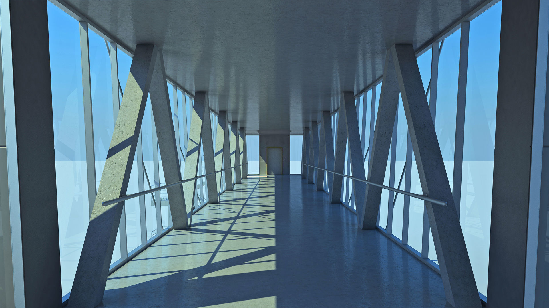 Street Pedestrian Bridge 3D model_15