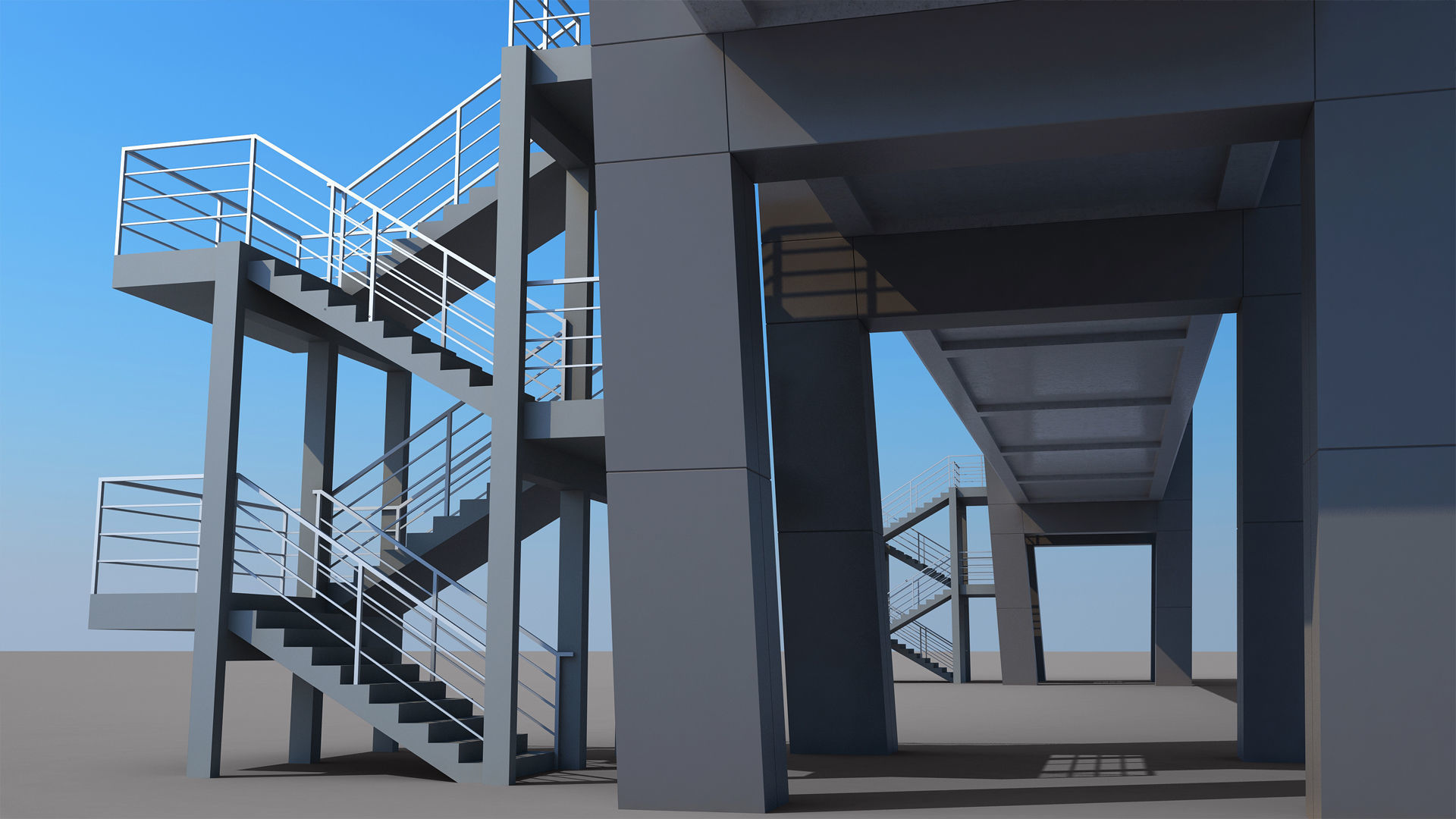 Street Pedestrian Bridge 3D model_14