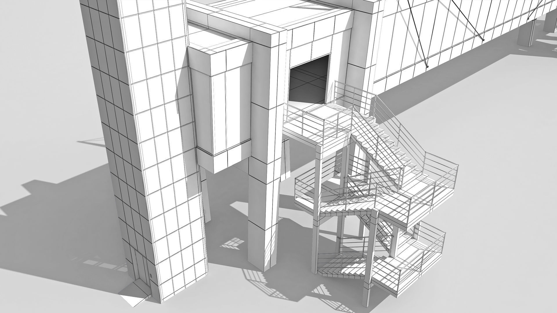 Street Pedestrian Bridge 3D model_13
