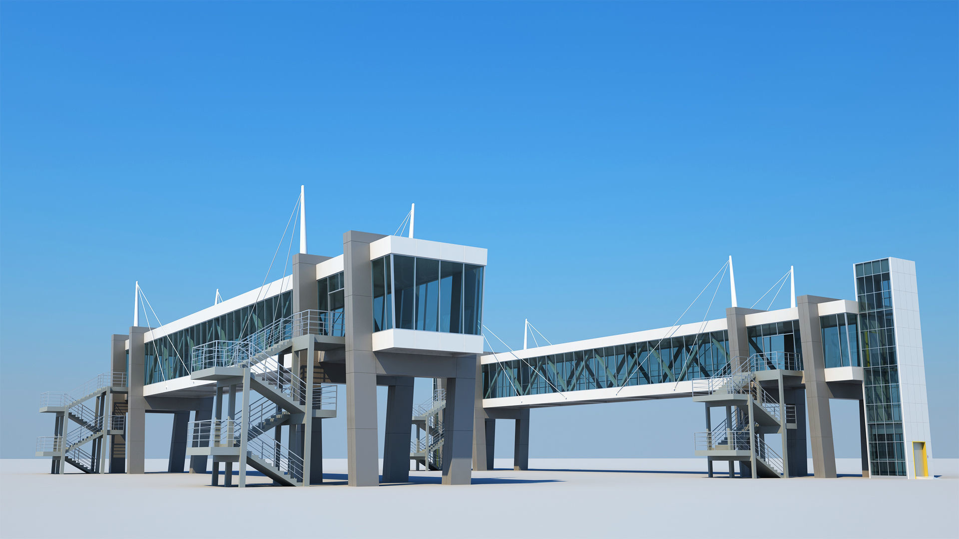 Street Pedestrian Bridge 3D model_2