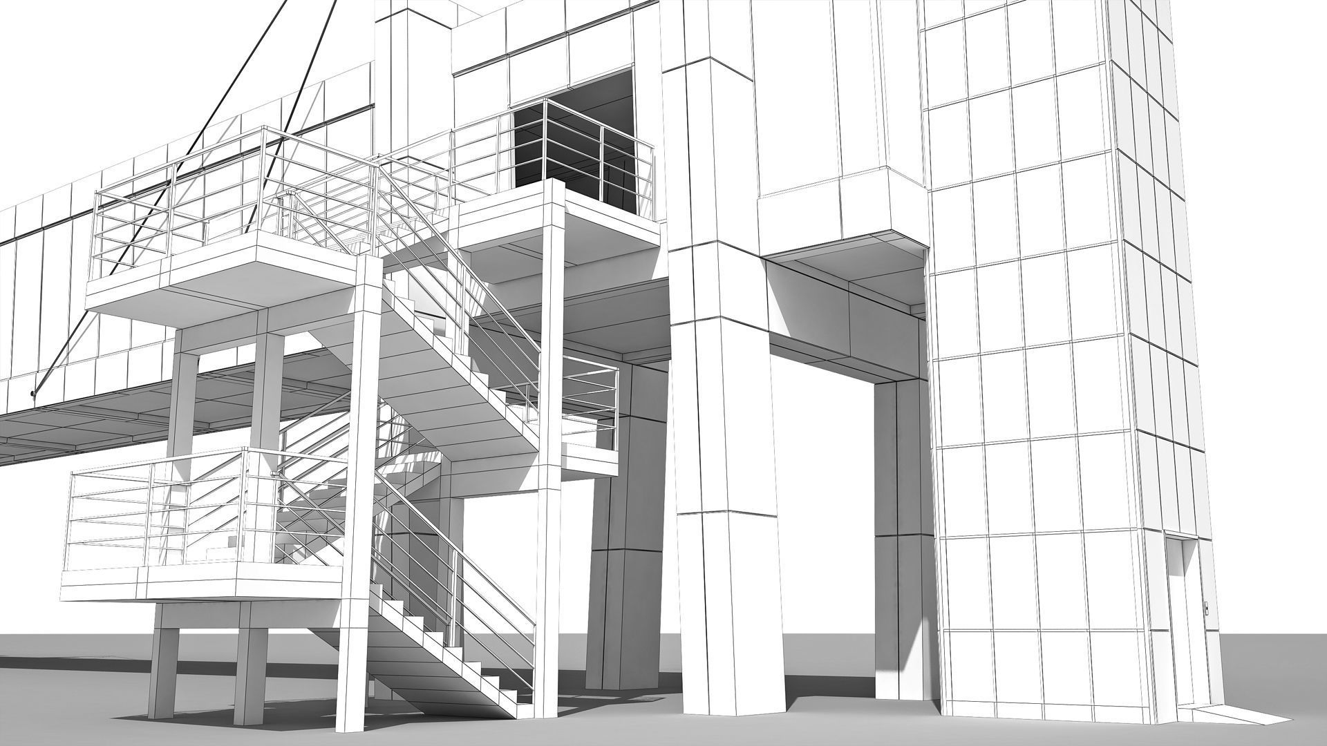 Street Pedestrian Bridge 3D model_11