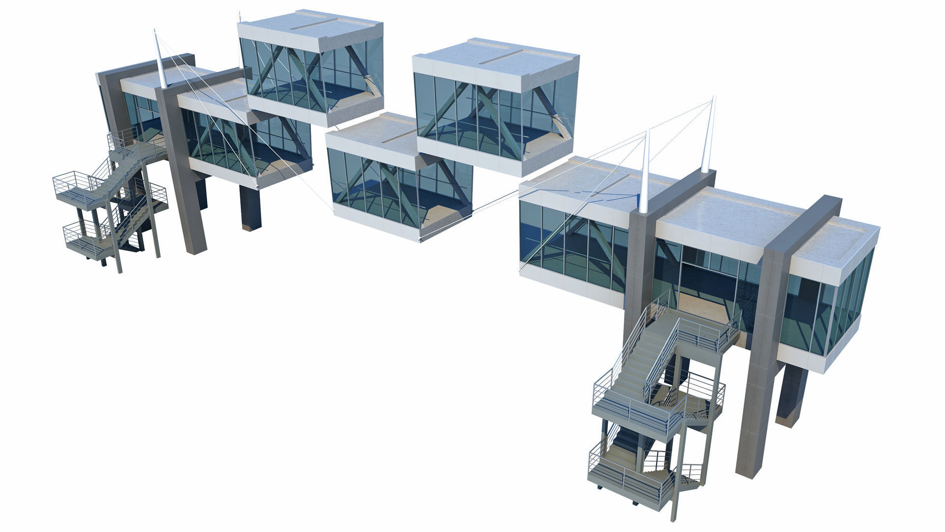 Street Pedestrian Bridge 3D model_17