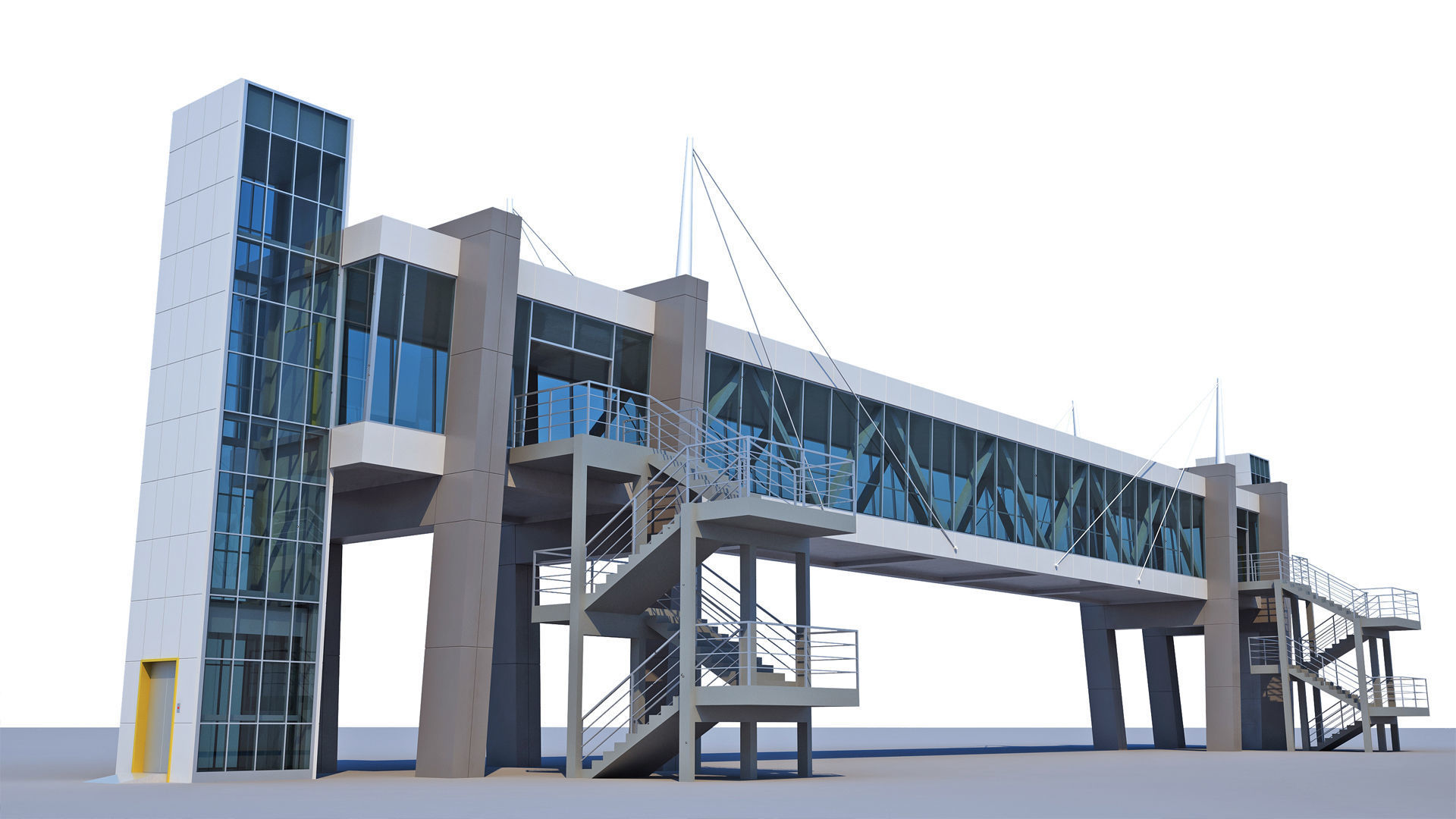 Street Pedestrian Bridge 3D model_9