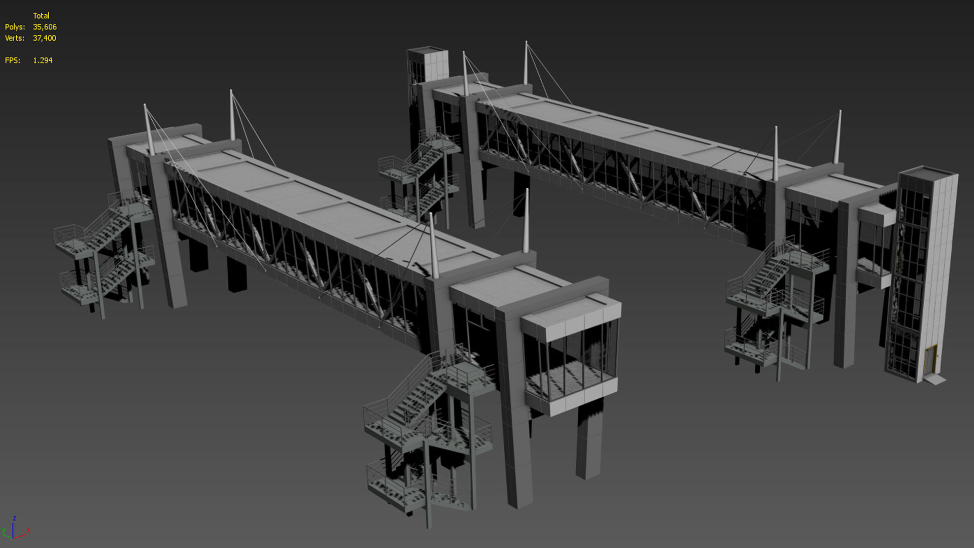Street Pedestrian Bridge 3D model_19