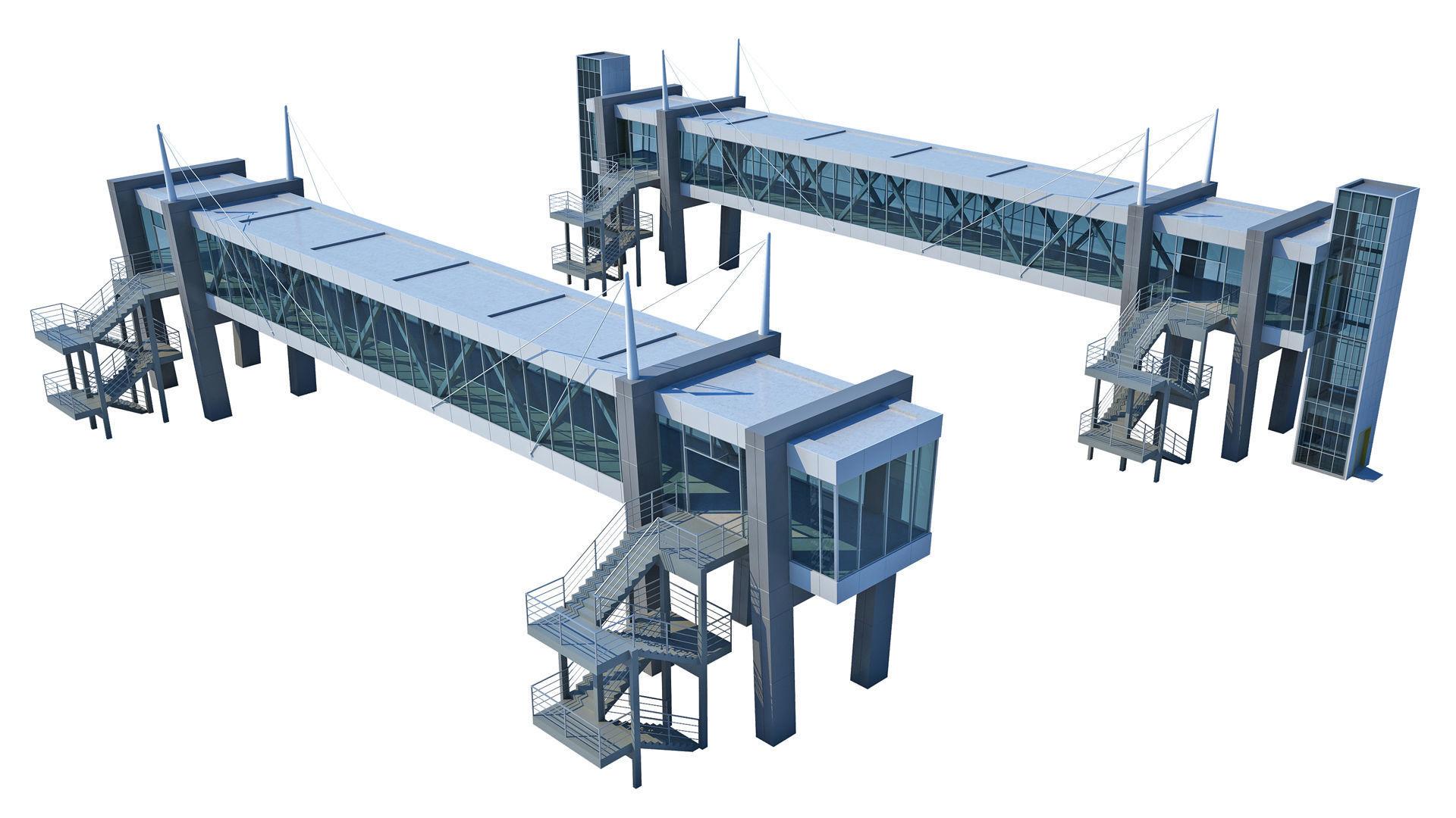 Street Pedestrian Bridge 3D model_1