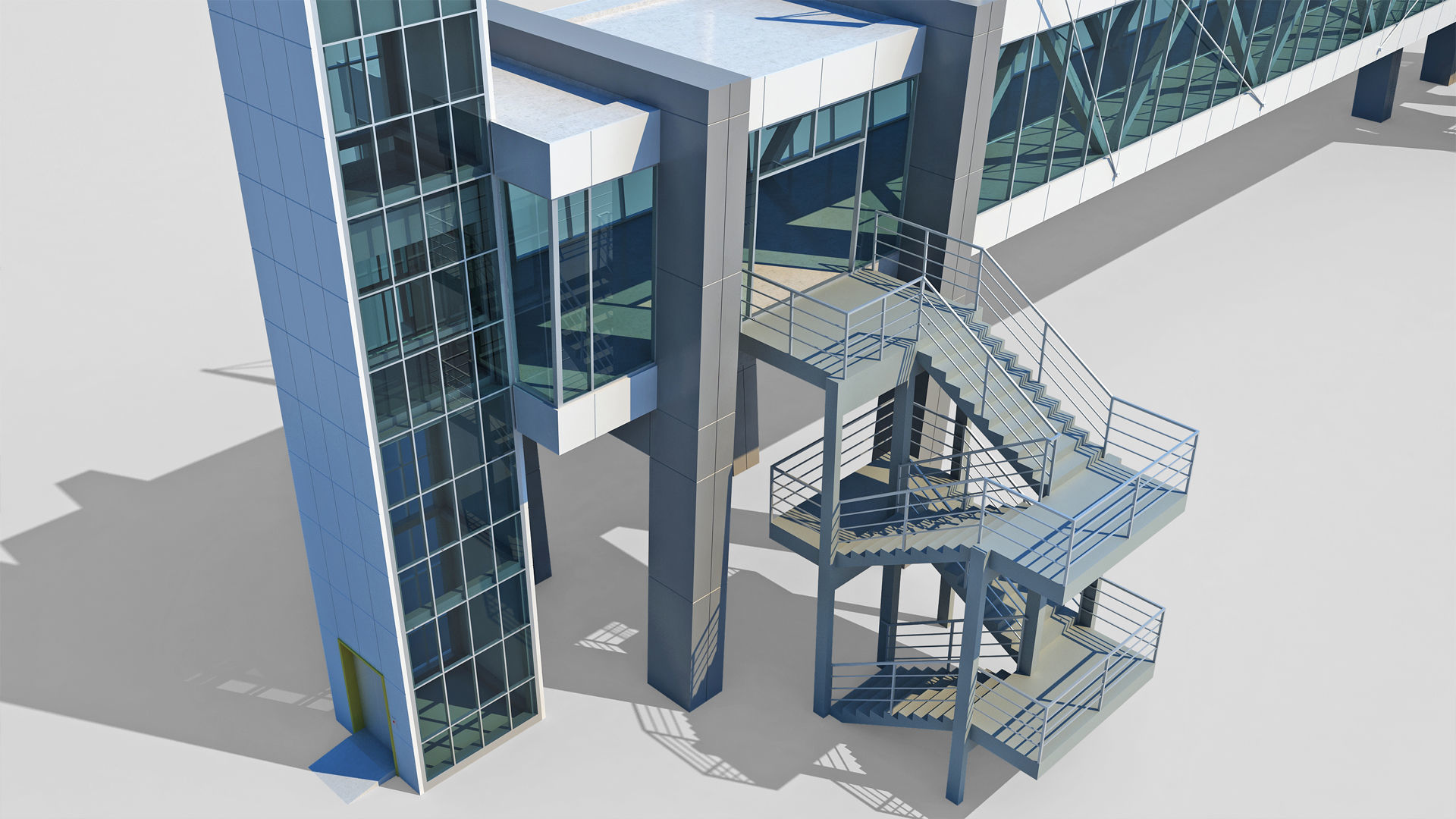 Street Pedestrian Bridge 3D model_12