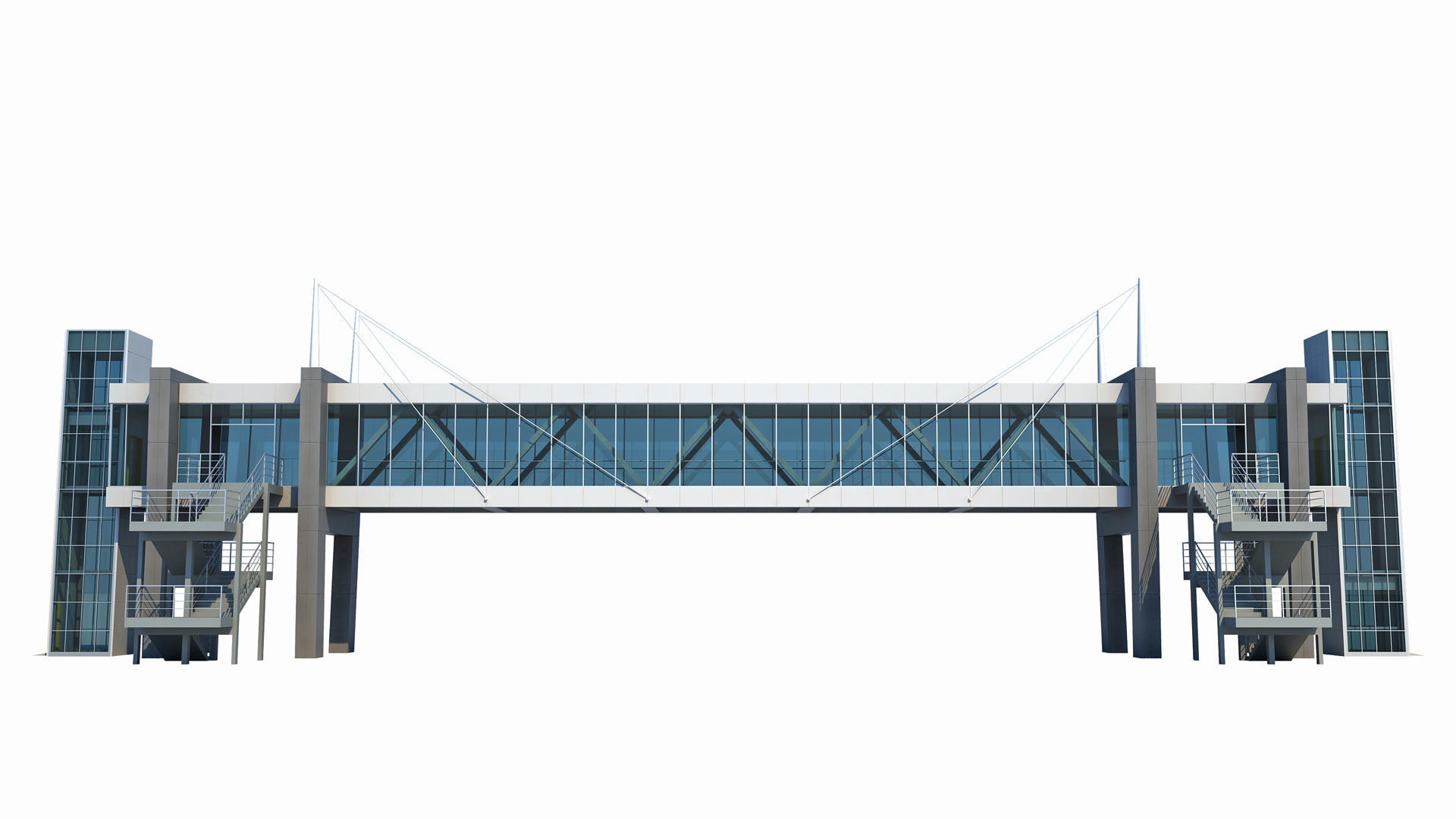 Street Pedestrian Bridge 3D model_6