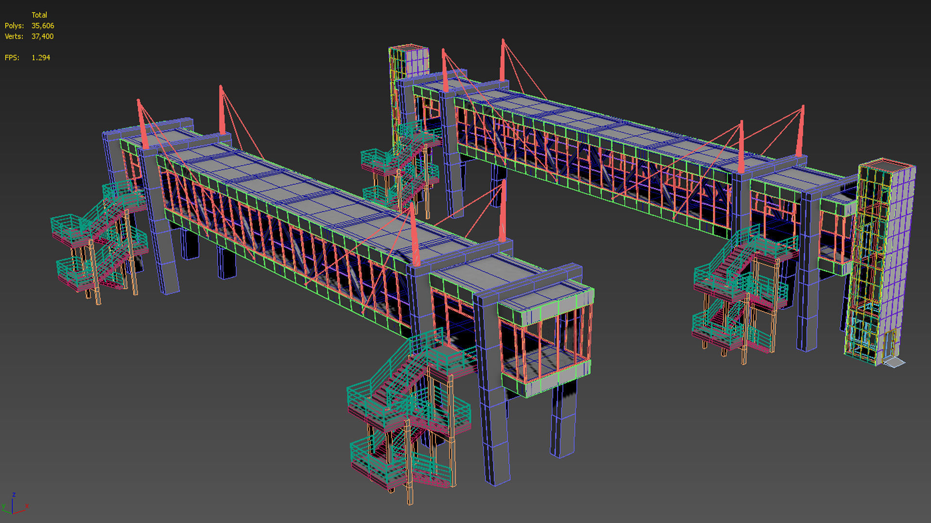 Street Pedestrian Bridge 3D model_20