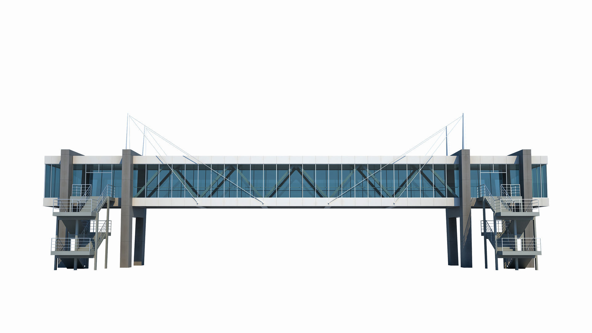 Street Pedestrian Bridge 3D model_5