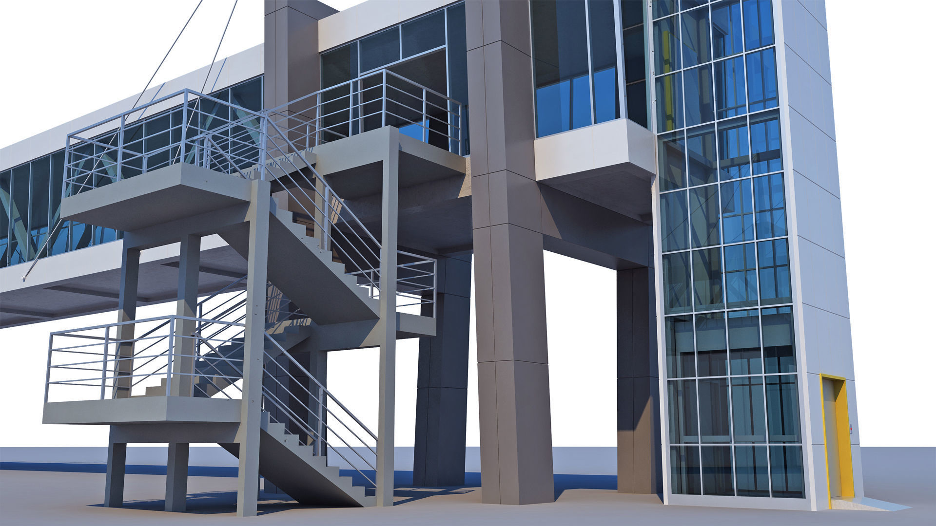 Street Pedestrian Bridge 3D model_10