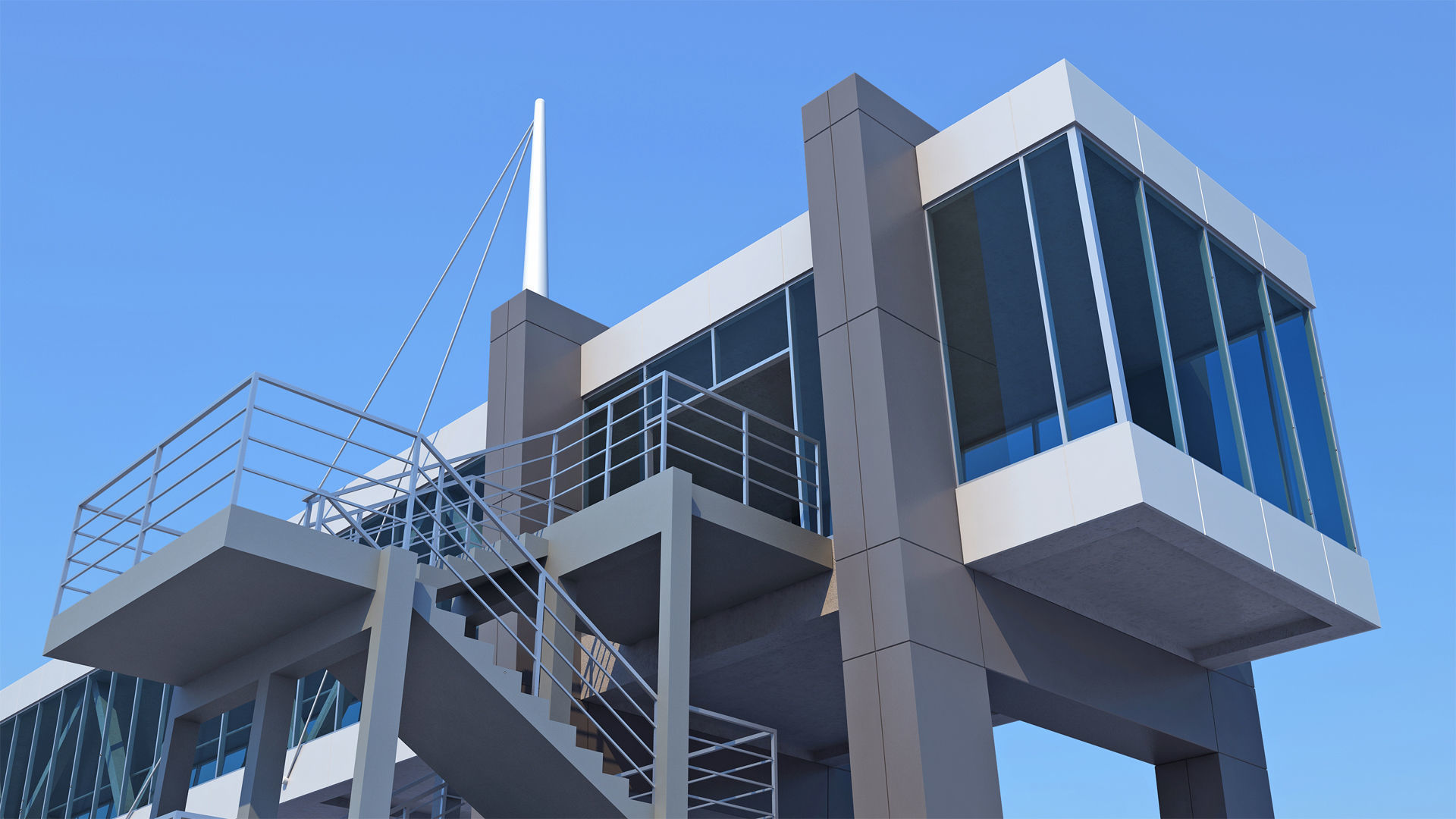 Street Pedestrian Bridge 3D model_7