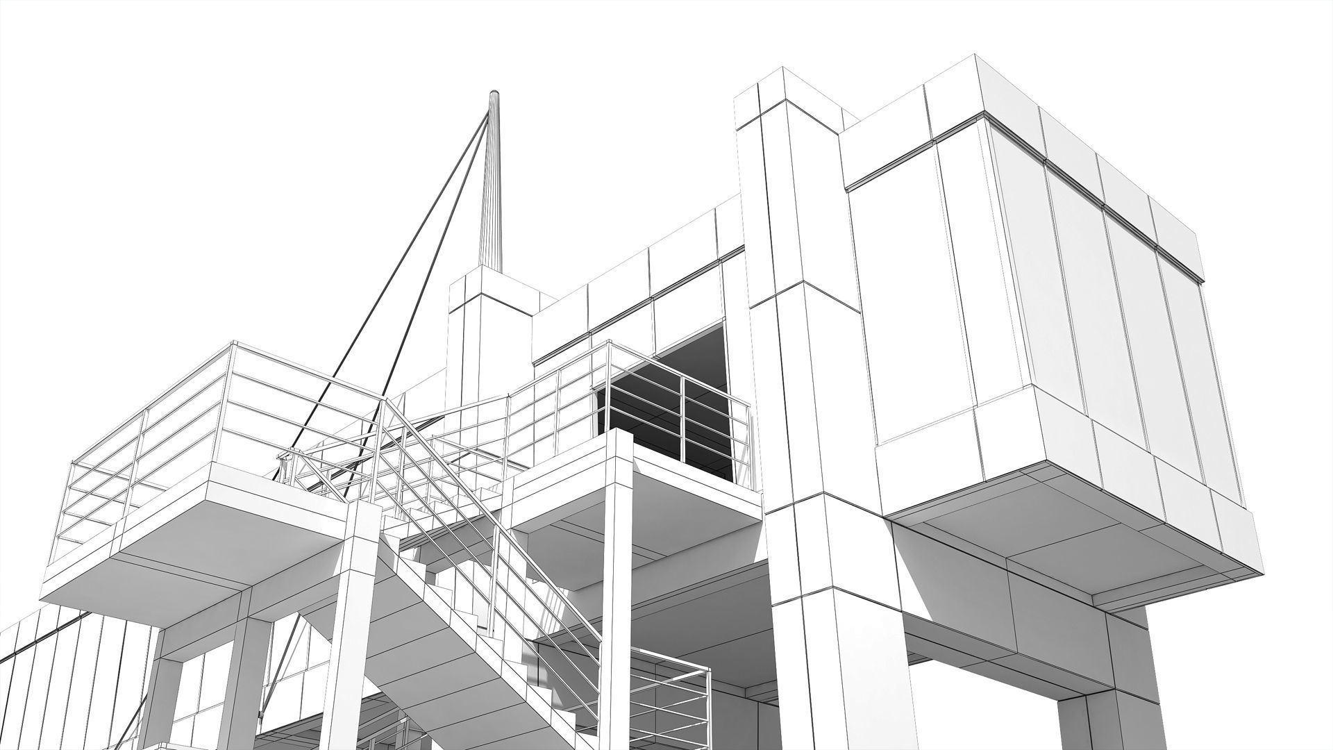 Street Pedestrian Bridge 3D model_8