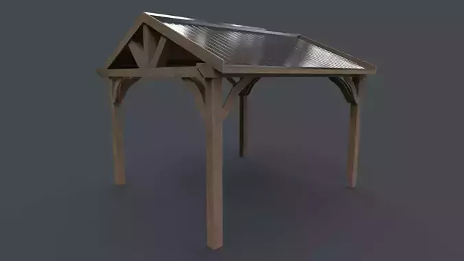 PBR Wooden Pergola Gazebo C6 Low-poly 3D model