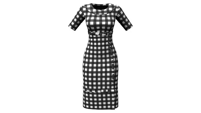 Black and White Checkered Retro Dress