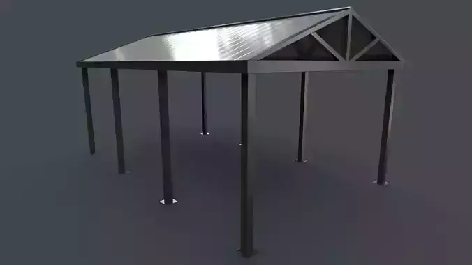 PBR Outdoor Patio Carports Canopy A Low-poly 3D model