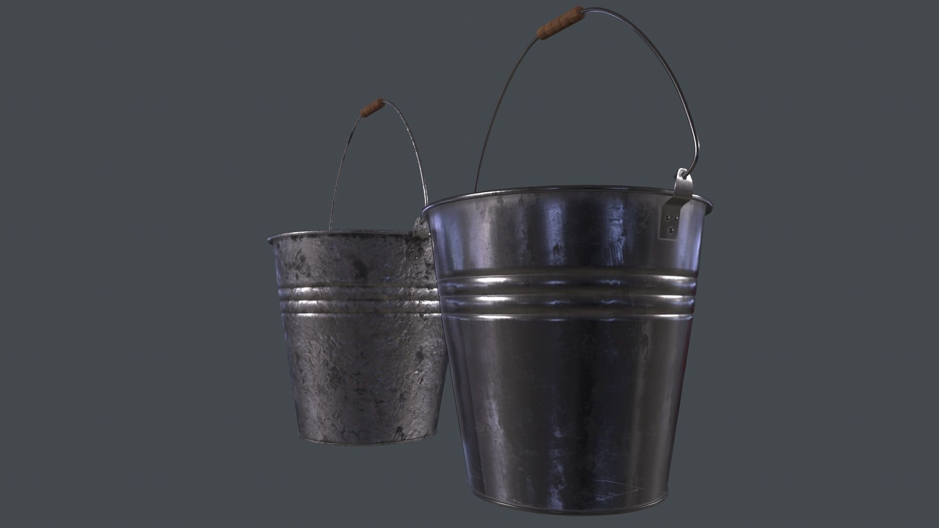 Bucket Steel 3D Model Low-poly 3D model_2