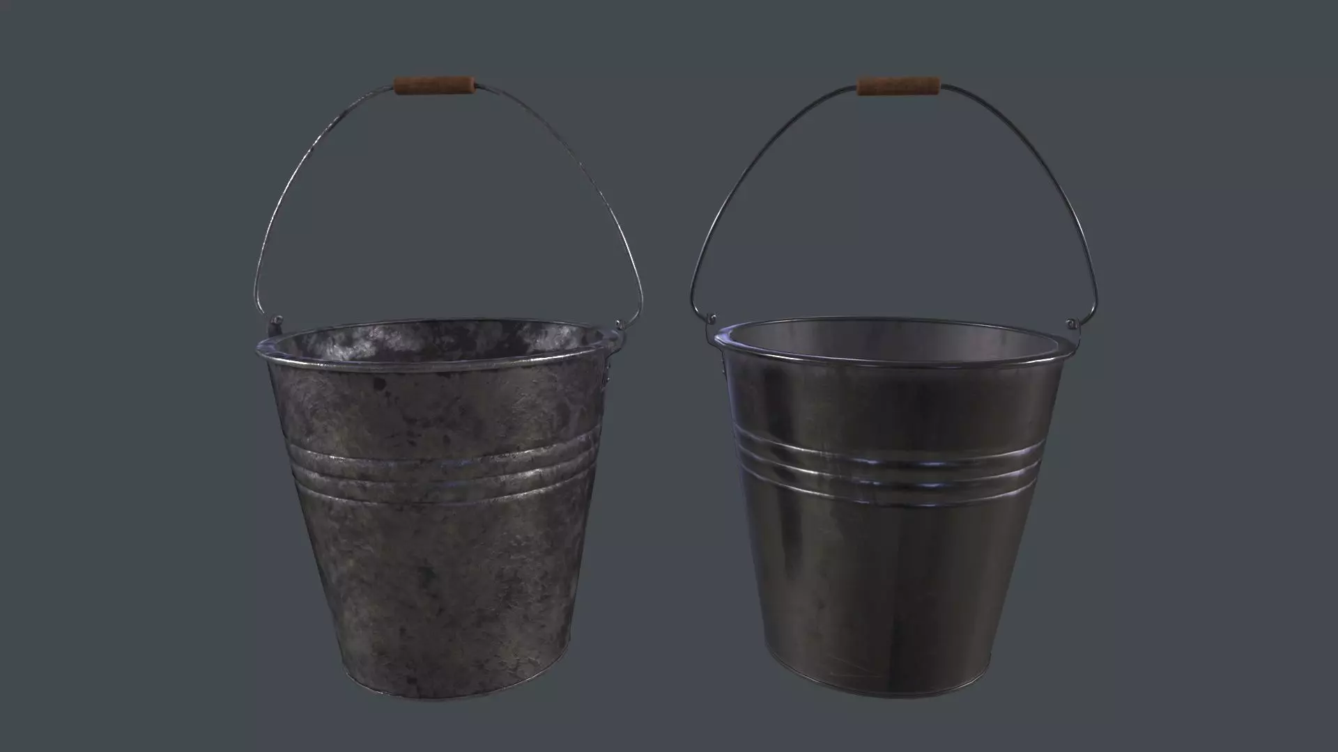 Bucket Steel 3D Model Low-poly 3D model_0