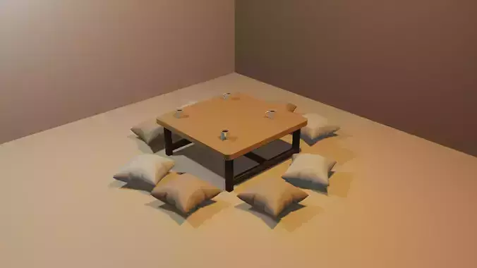3D Object  furniture pillow cup of coffee table